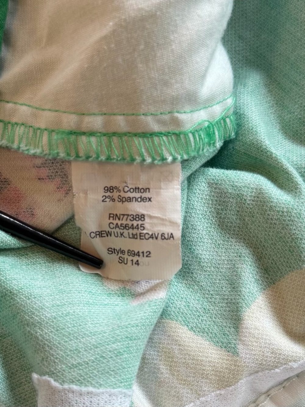 J. Crew Stretch Cropped Pants Womens Size 6 Floral Green Cotton Blend - Picture 5 of 9